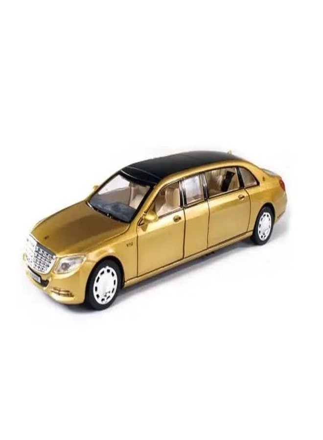 KENIRY 1:32 Scale Mercedess Die-Cast Metal Car with Sport car Openable Doors Light and Sound,Pull Back Function Indoor Outdoor Toy for Kids (Mercedess New Version) (Long Maybach-Golden) - Image 5